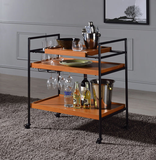 Carro de servicio Oaken Honey Oak y Negro