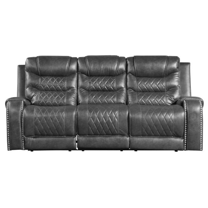 أريكة استرخاء مزدوجة بوحدة إنزال Putnam Power باللون الرمادي 9405GY-3PW