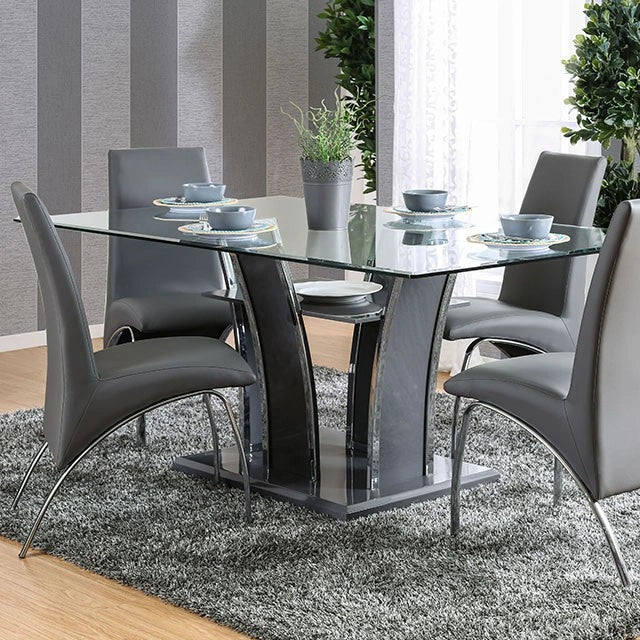 Mesa de comedor Glenview I gris/cromo