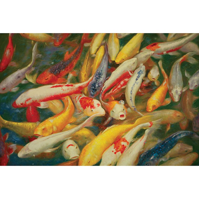 Pintura en lienzo con estampado de koi