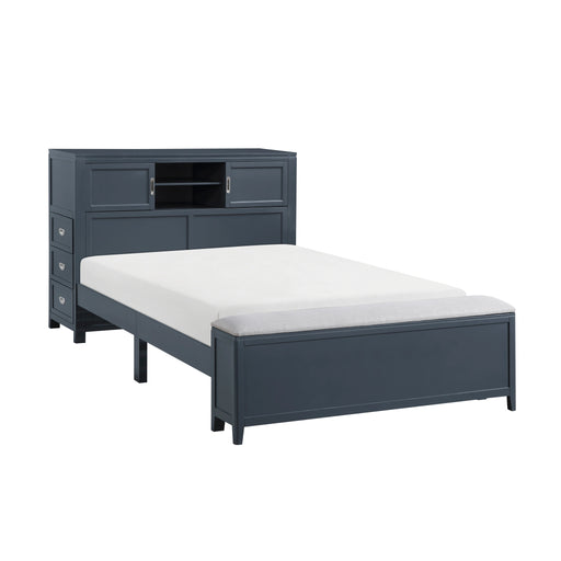 Sloane Full Bookcase Platform Bed With Hidden Desk, Stool And Storage Bench
