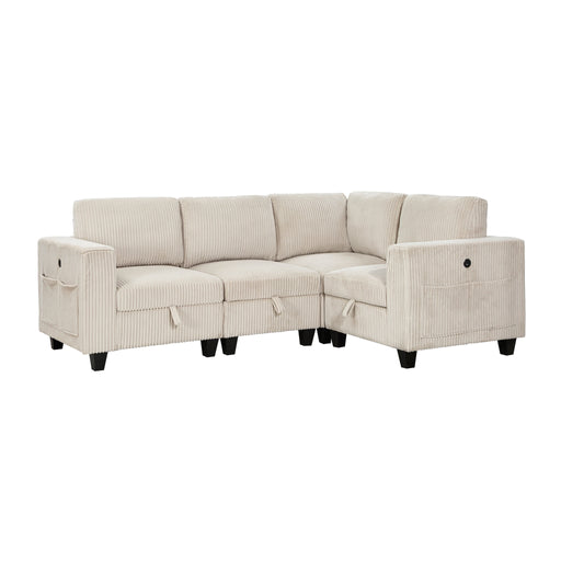 Walterboro 4-piece Sectional With Storage, Storage Pouches And Charging Ports