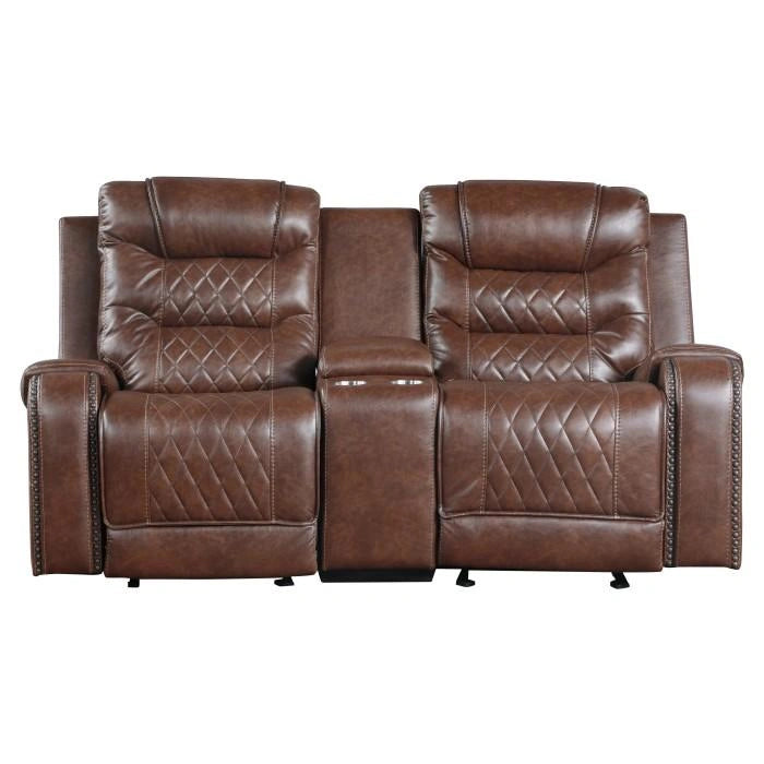 مقعد Putnam Double Glider Reclining Loveseat، بني 9405BR-2