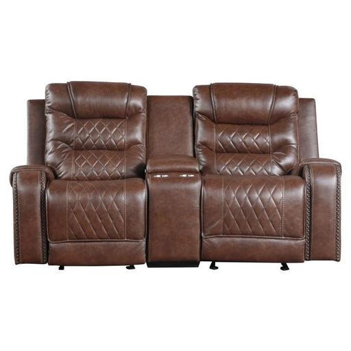 Sofá reclinable de dos plazas Putnam Double Glider en marrón 9405BR-2