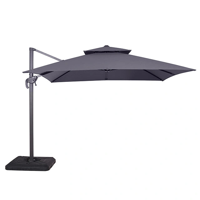 Sombrilla cuadrada Hero de 10 pies con doble techo + base grande de 37"