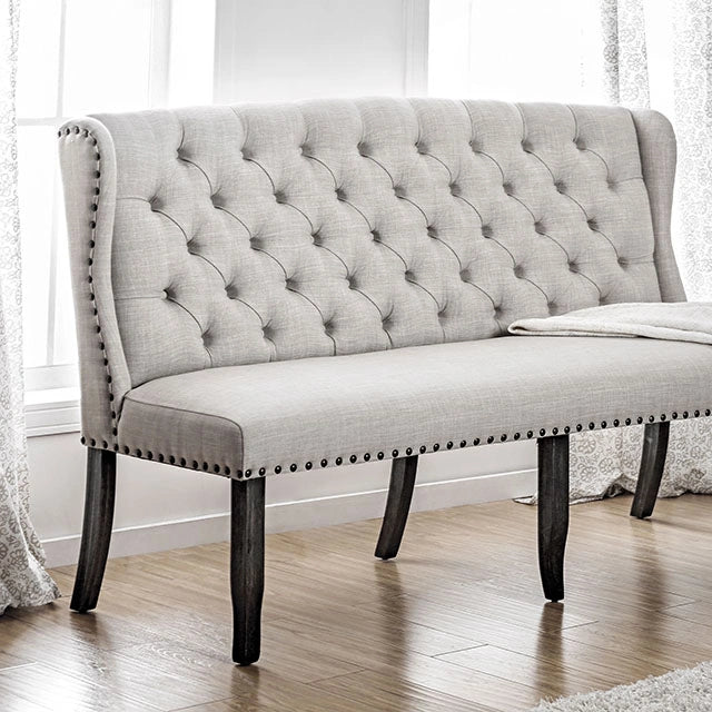 مقعد أريكة ثنائي (Loveseat) طراز سانيا بثلاثة مقاعد، لون عاجي