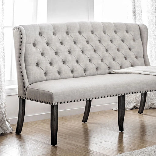 مقعد أريكة ثنائي (Loveseat) طراز سانيا بثلاثة مقاعد، لون عاجي