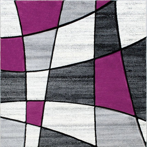 Alfombra de área Niksar gris/púrpura de 5' x 7'