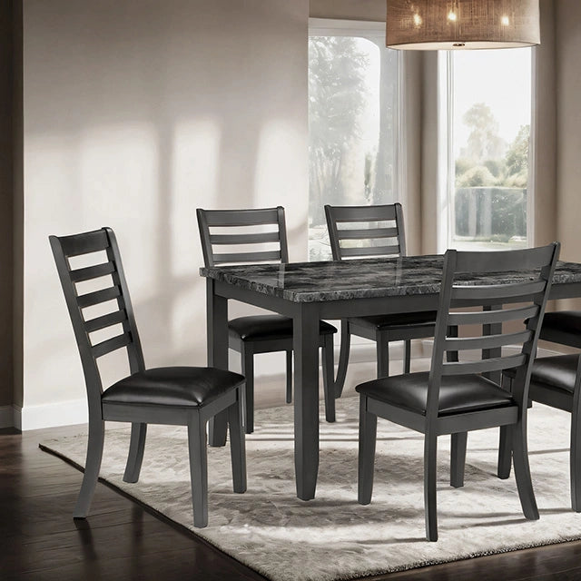 Juego de comedor Adia de 7 piezas, gris y marrón