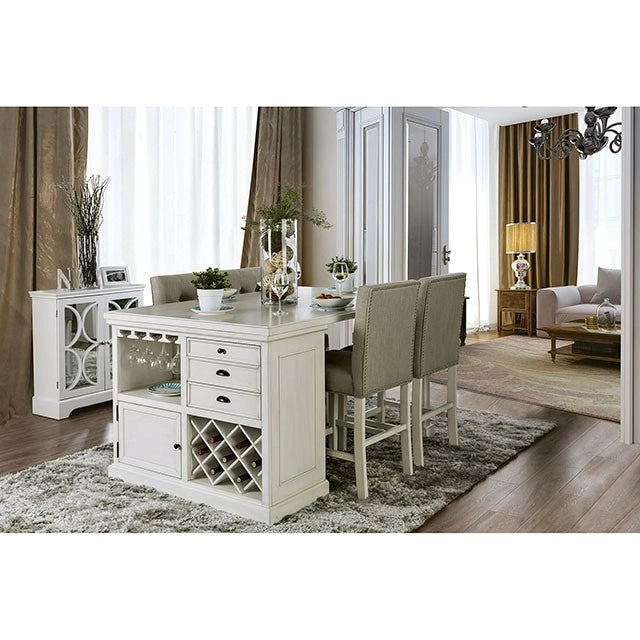 Mesa de altura de mostrador Sutton blanco antiguo