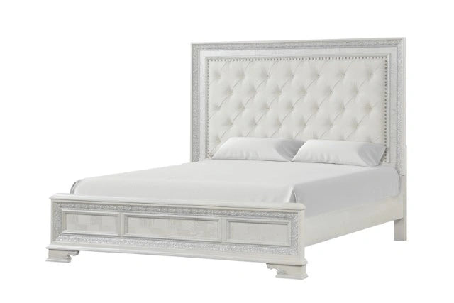 Stella Mia Cama Matrimonial y Cama Queen Blanca y Blanca