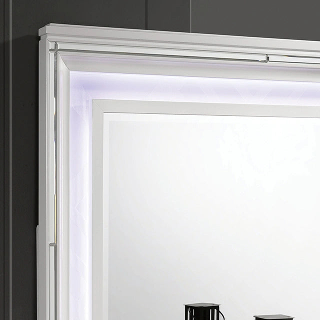Juego de dormitorio Queen Emmeline de 4 y 5 piezas, gris y blanco
