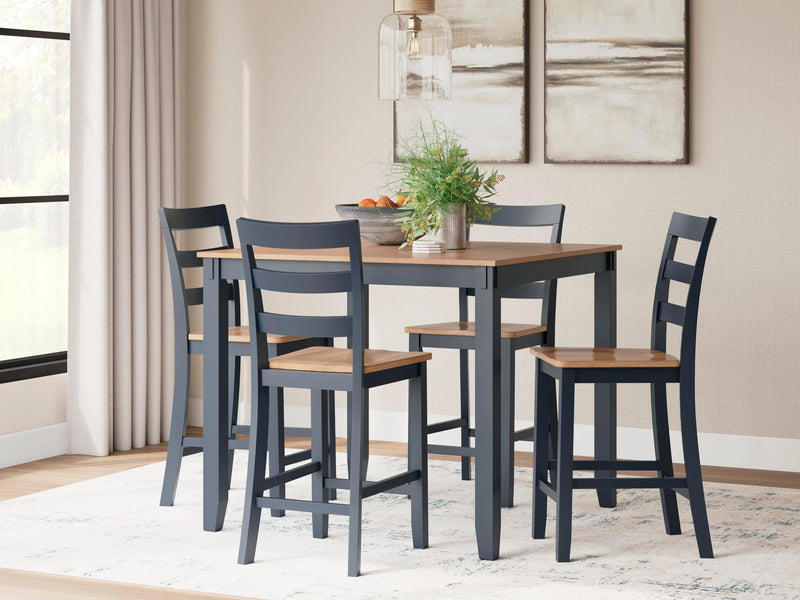Mesa de comedor a la altura de la encimera Gesthaven y 4 taburetes de bar (Set de 5)