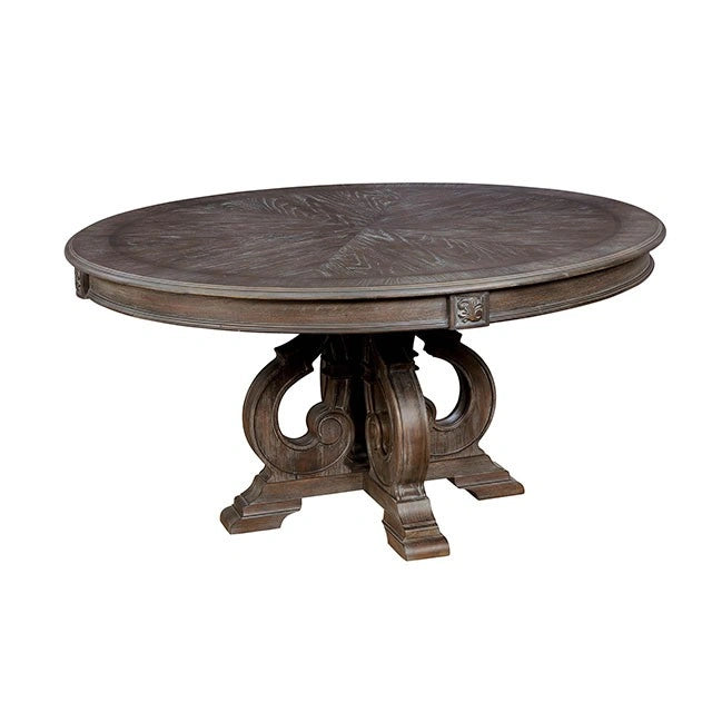Mesa de comedor redonda Arcadia rústica en tono natural
