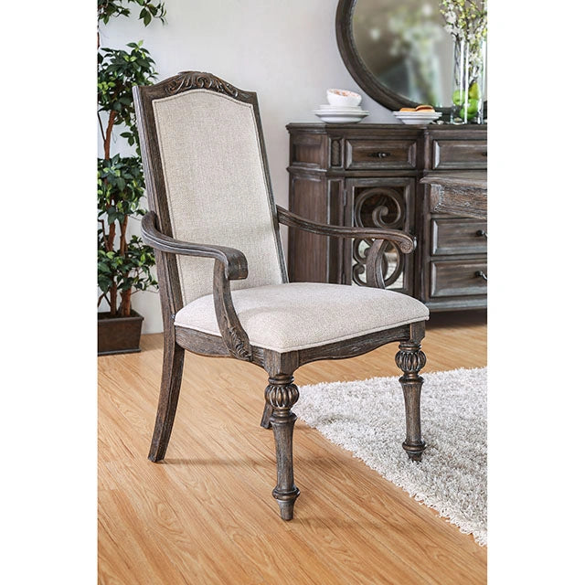 ARCADIA Silla de comedor rústica en tono natural/marfil (2/CAJA)