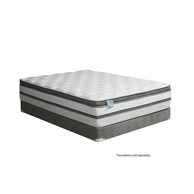 Colchón SIDDALEE con pillow top europeo de 16" blanco/gris, E.King
