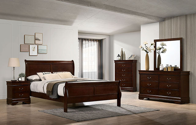 Cama King Louis Philippe E. Negra, Cereza y Gris