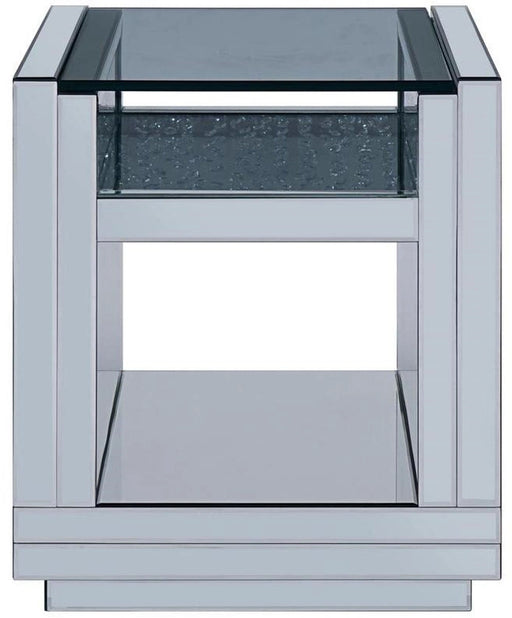 Acme Furniture Nysa End Table in Mirrored & Faux Crystals 81472