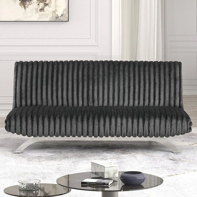 Villeneuve Sofá Cama Futón Negro, Rosa y Gris