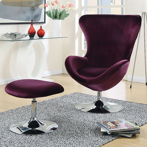 Sillón decorativo Eloise de color púrpura con otomana