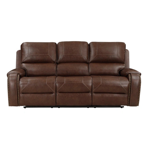 8549BRW-3 - Sofá reclinable doble con portavasos central desplegable, tomas de corriente y puertos USB