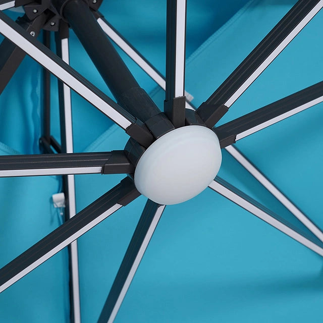 Sombrilla cuadrada Sano de 10 pies con doble techo con LED + base grande de 37 pulgadas