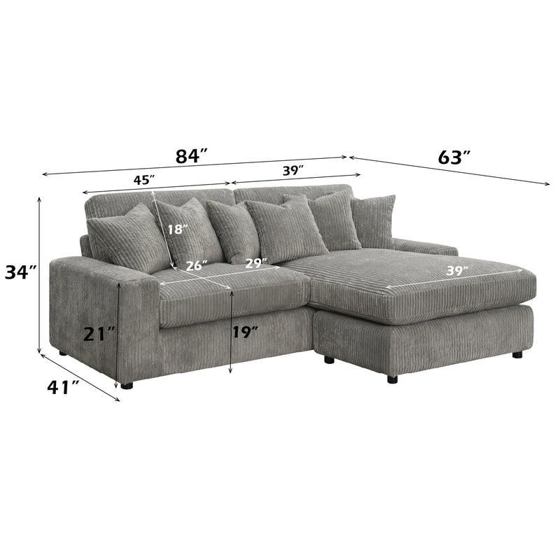Reversible Sectional Sofa w/6 Pillows