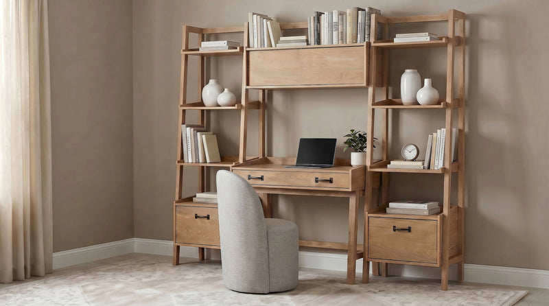 Fabian Desk and Bookshelf Set (Desk, 2 Bookcase and Bridge)
