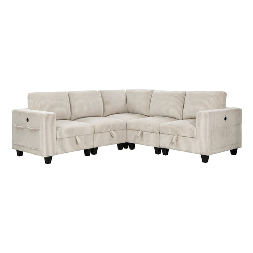 Walterboro 5-piece Sectional With Storage, Storage Pouches And Charging Ports