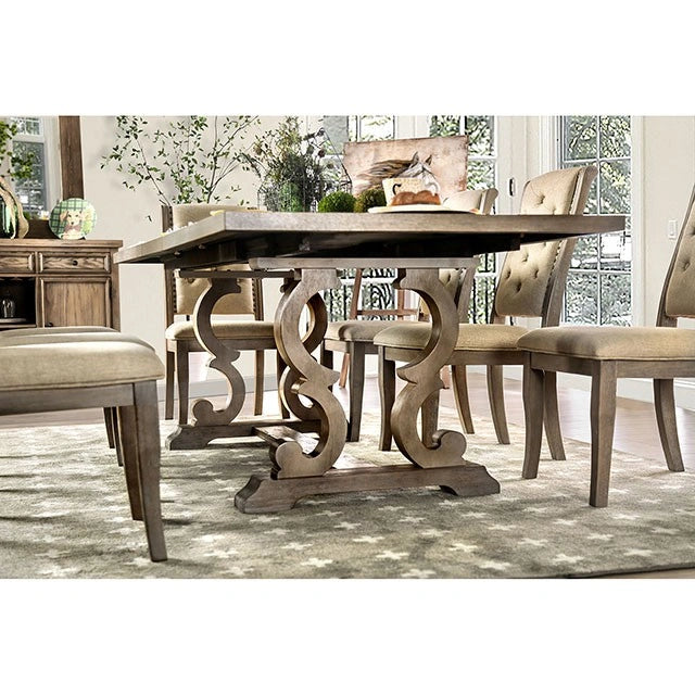 Mesa de comedor rústica Patience en tono natural