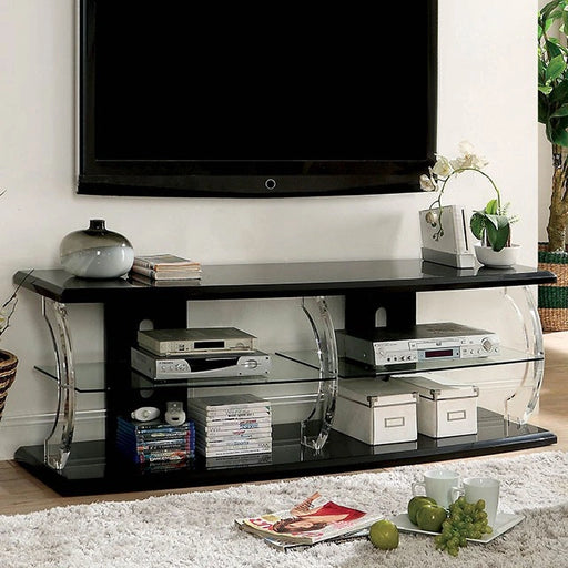 Mueble de TV Ernst negro/transparente de 60"