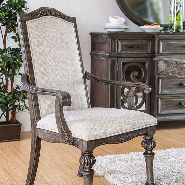 ARCADIA Silla de comedor rústica en tono natural/marfil (2/CAJA)