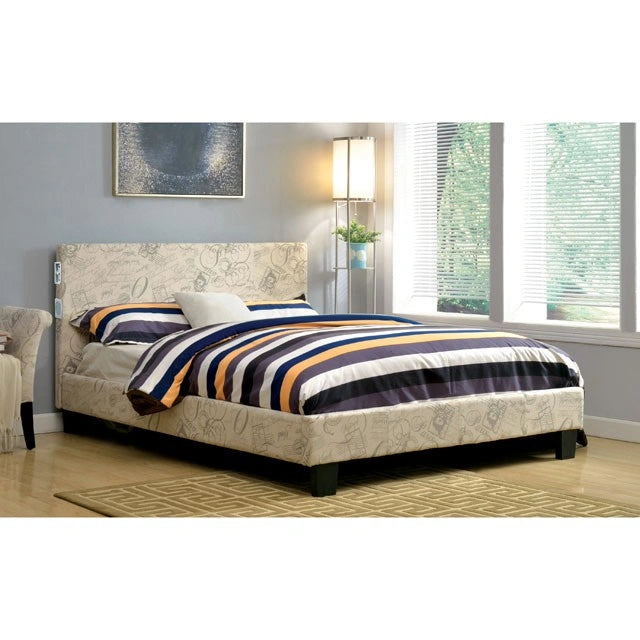 Evans E.King & Cal.King Bed باللون الإسبريسو والأبيض والجملي