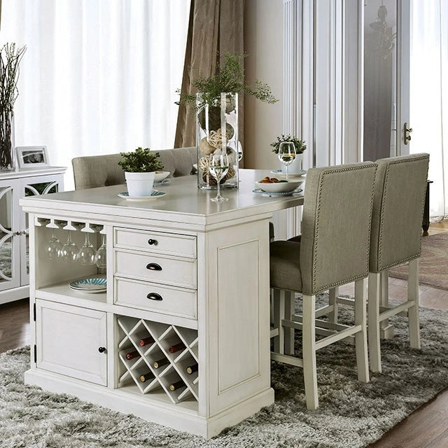 Mesa de altura de mostrador Sutton blanco antiguo