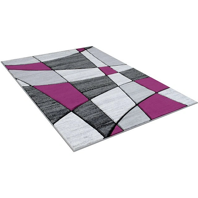 Alfombra de área Niksar gris/púrpura de 5' x 7'