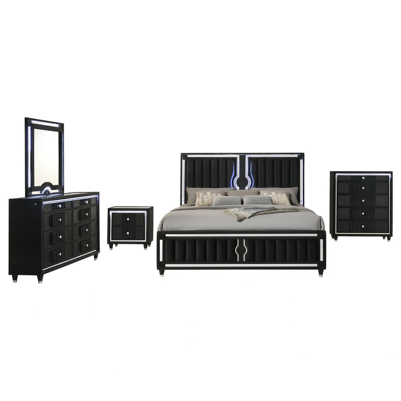 Ravenne Velvet Upholstered LED Bedroom Set