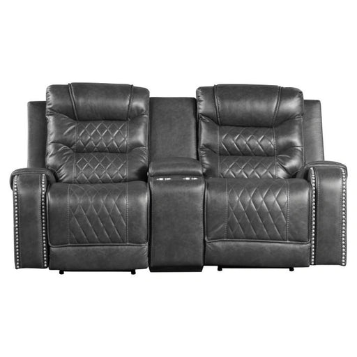 Sofá biplaza reclinable doble Putnam Power en gris 9405GY-2PW