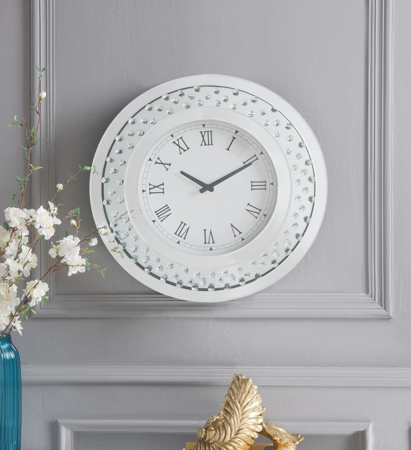 Reloj de pared Nysa con espejo y cristales de imitación