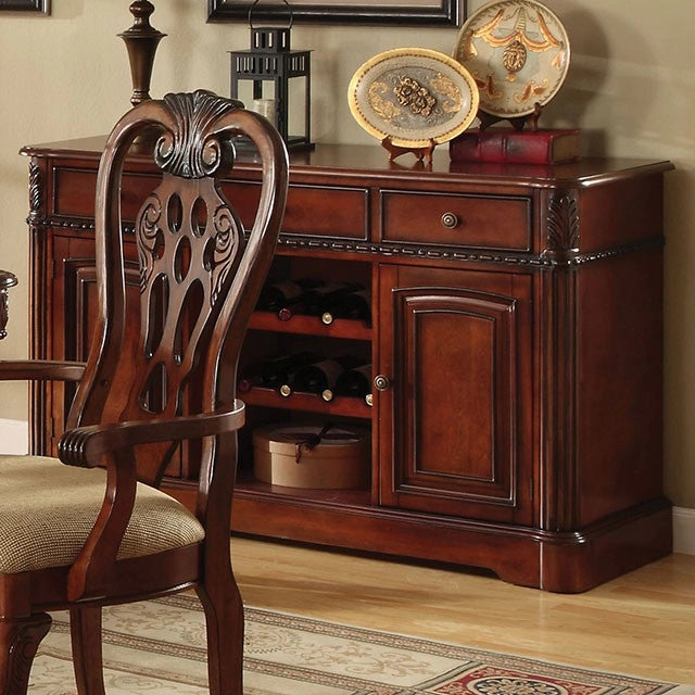 Mesa de comedor antigua Georgetown en cerezo con pedestal doble