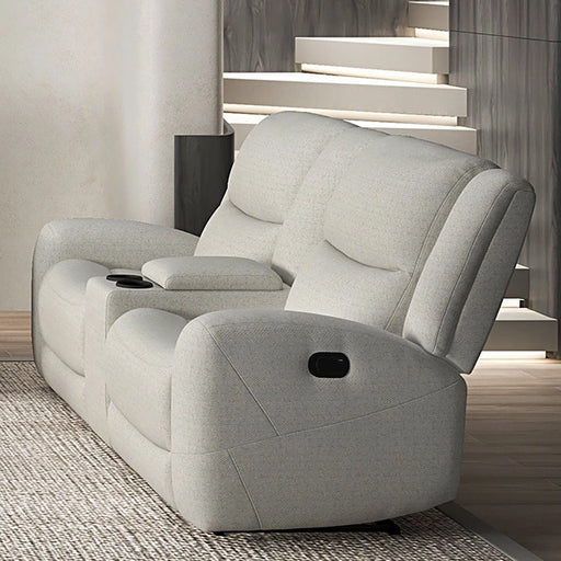 Sofá biplaza reclinable manual Giraldus con consola