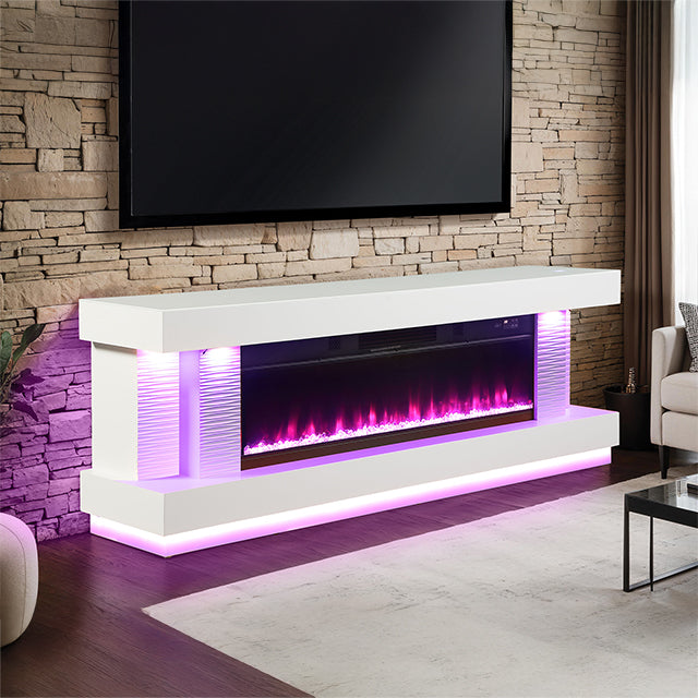 Mueble para TV Peseux de 71" con chimenea eléctrica