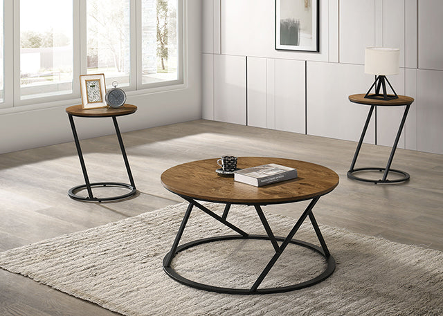 Juego de mesa de 3 piezas redondas, natural