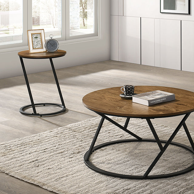 Juego de mesa de 3 piezas redondas, natural