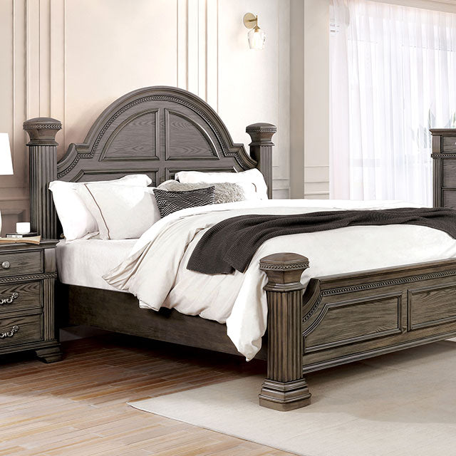 Juego de dormitorio queen de 4 y 5 piezas Pamphilos gris y blanco